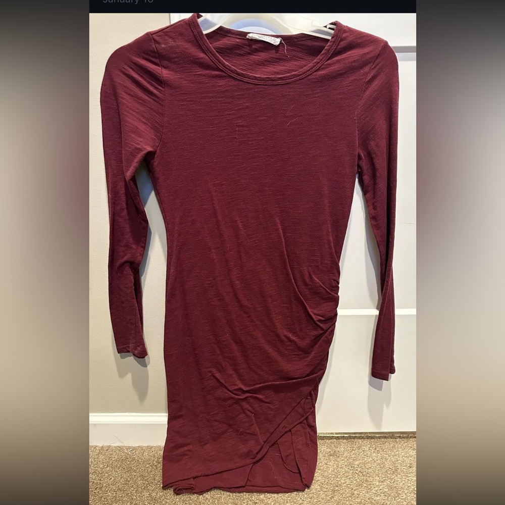 Maroon rouched side dress (S)